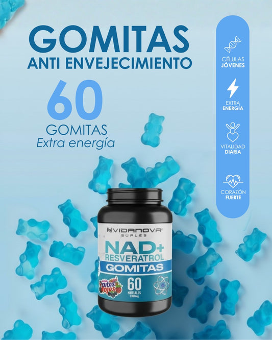 60 Gomitas NAD+ Resveratrol 1000mg NovaBiomed
